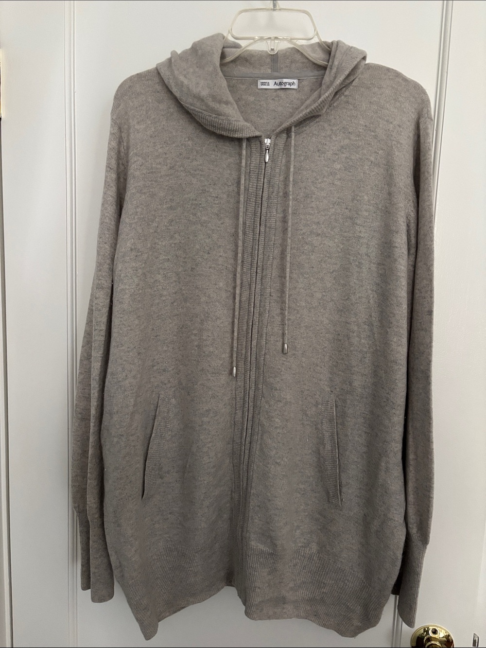 Autograph Women’s cashmere Gray Full-Zip Hooded Sweater